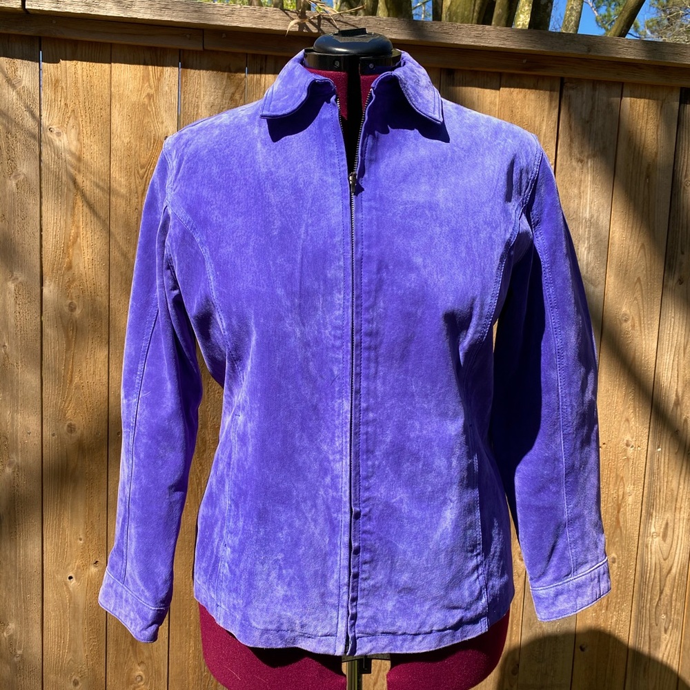 Purple suede Chico’s zip jacket